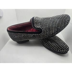 Steve Madden CAVIARR Black Velvet Rhinestone Slip On dress Shoes Sz 8.5